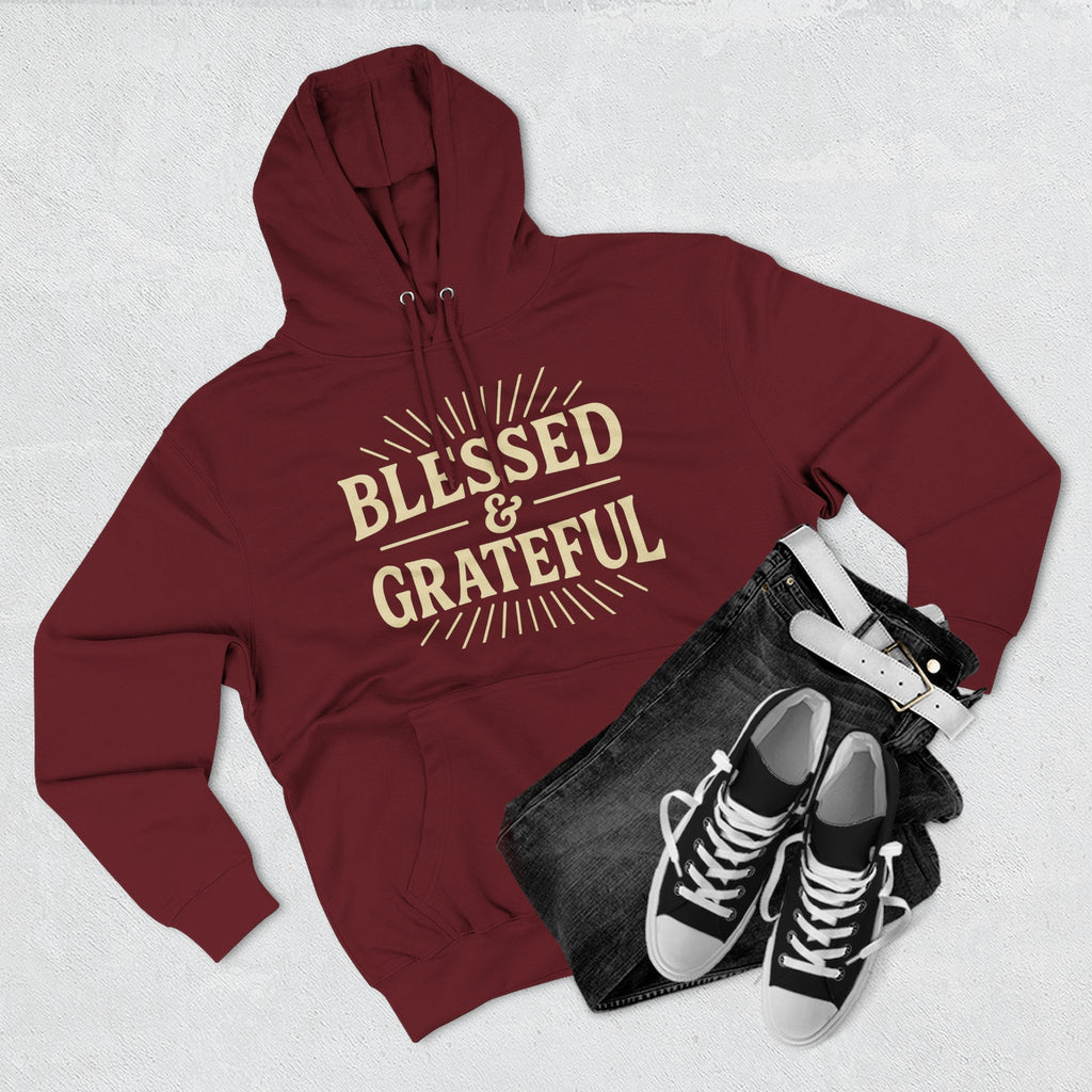 Blessed & Grateful Fleece Hoodie, Cozy Hooded Sweatshirt for Spiritual Comfort, Gift for Friends, Family, or Holidays