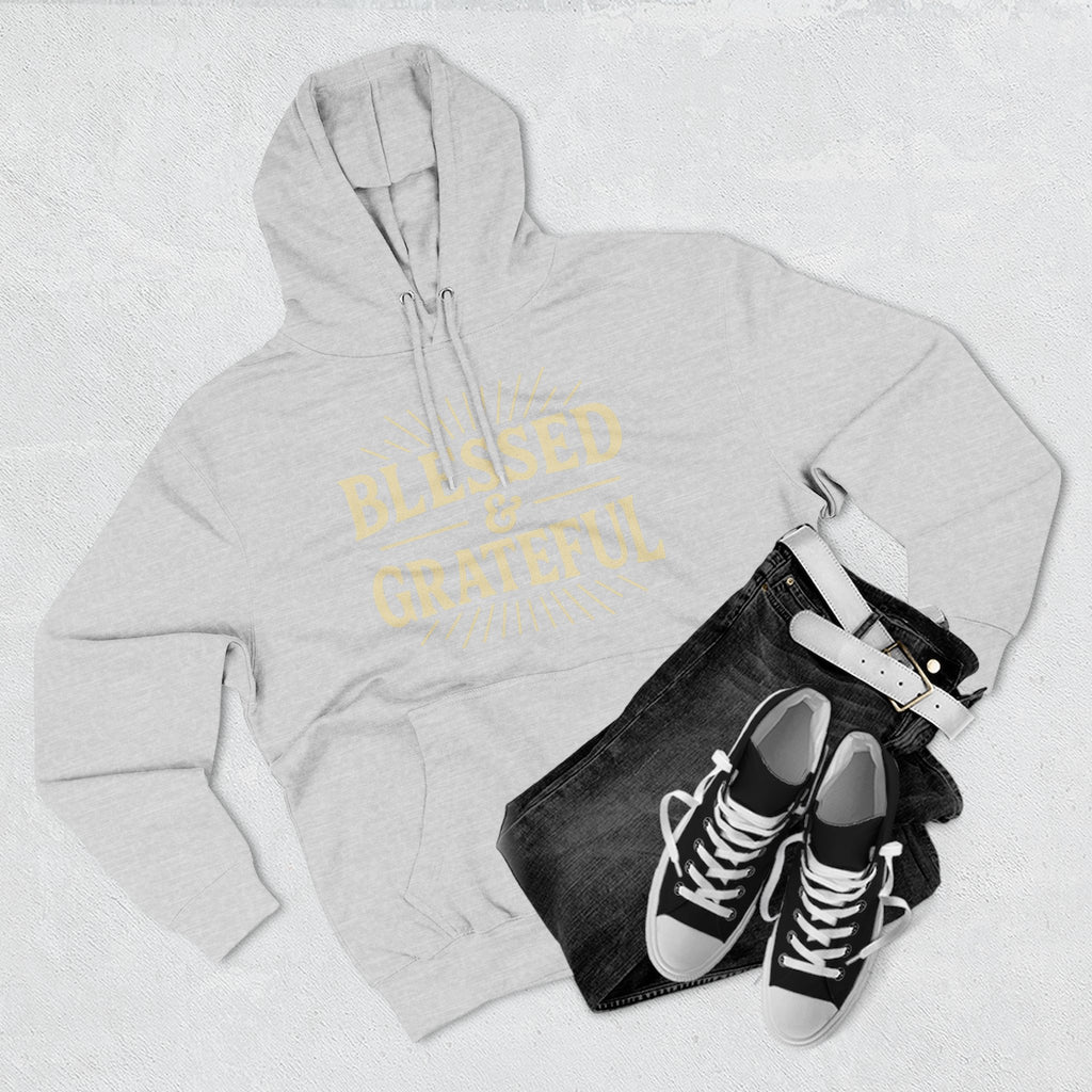 Blessed & Grateful Fleece Hoodie, Cozy Hooded Sweatshirt for Spiritual Comfort, Gift for Friends, Family, or Holidays