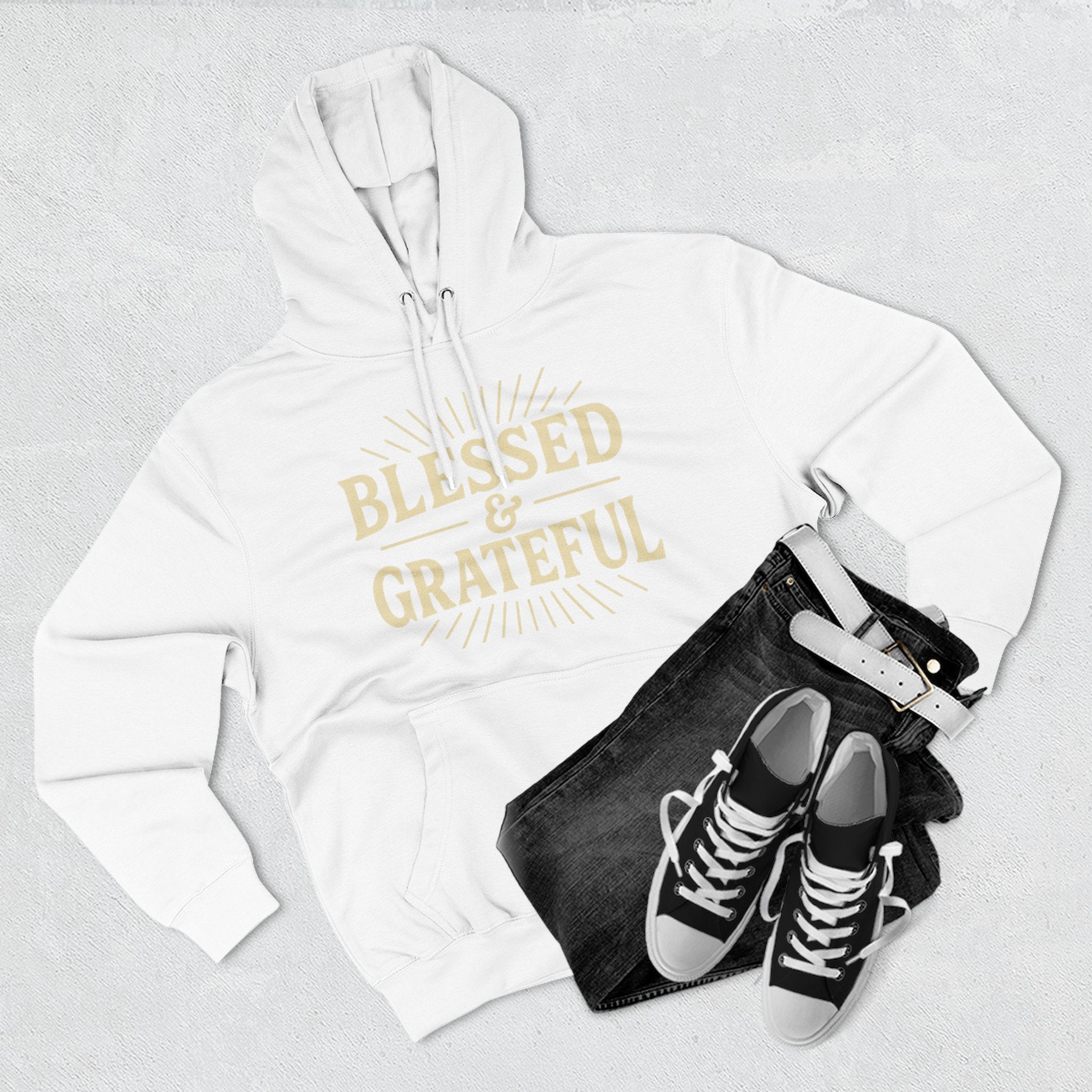 Blessed & Grateful Fleece Hoodie, Cozy Hooded Sweatshirt for Spiritual Comfort, Gift for Friends, Family, or Holidays