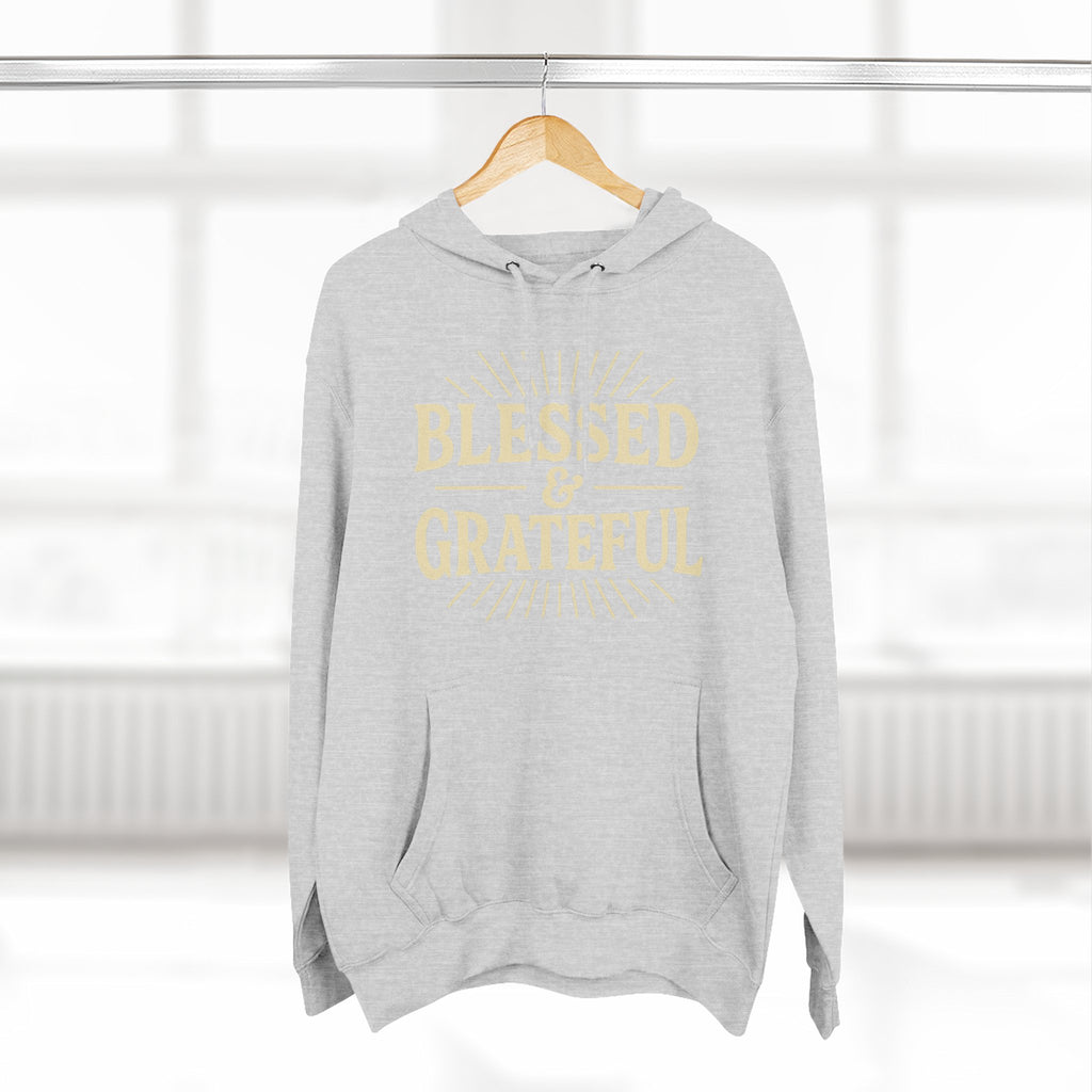 Blessed & Grateful Fleece Hoodie, Cozy Hooded Sweatshirt for Spiritual Comfort, Gift for Friends, Family, or Holidays
