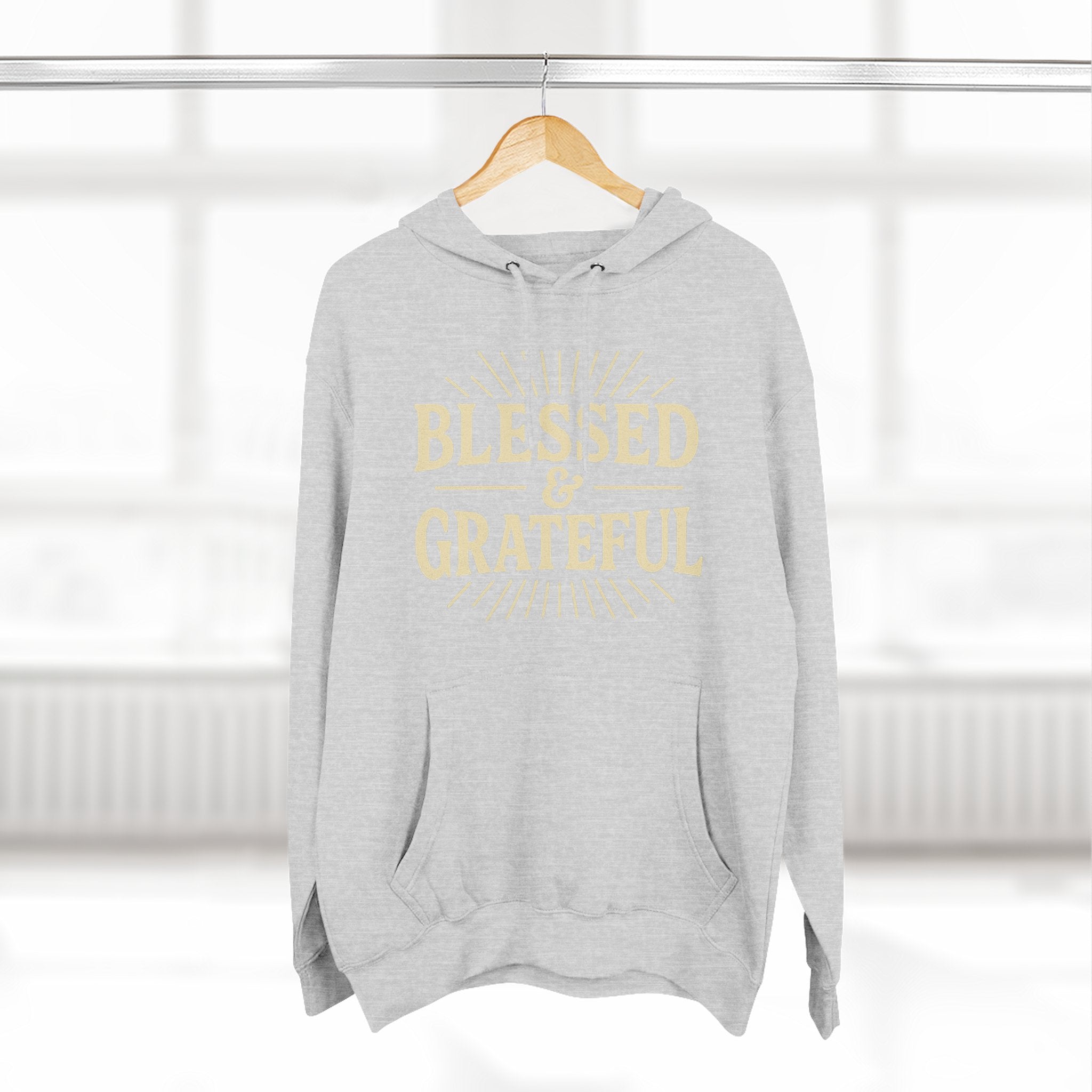 Blessed & Grateful Fleece Hoodie, Cozy Hooded Sweatshirt for Spiritual Comfort, Gift for Friends, Family, or Holidays