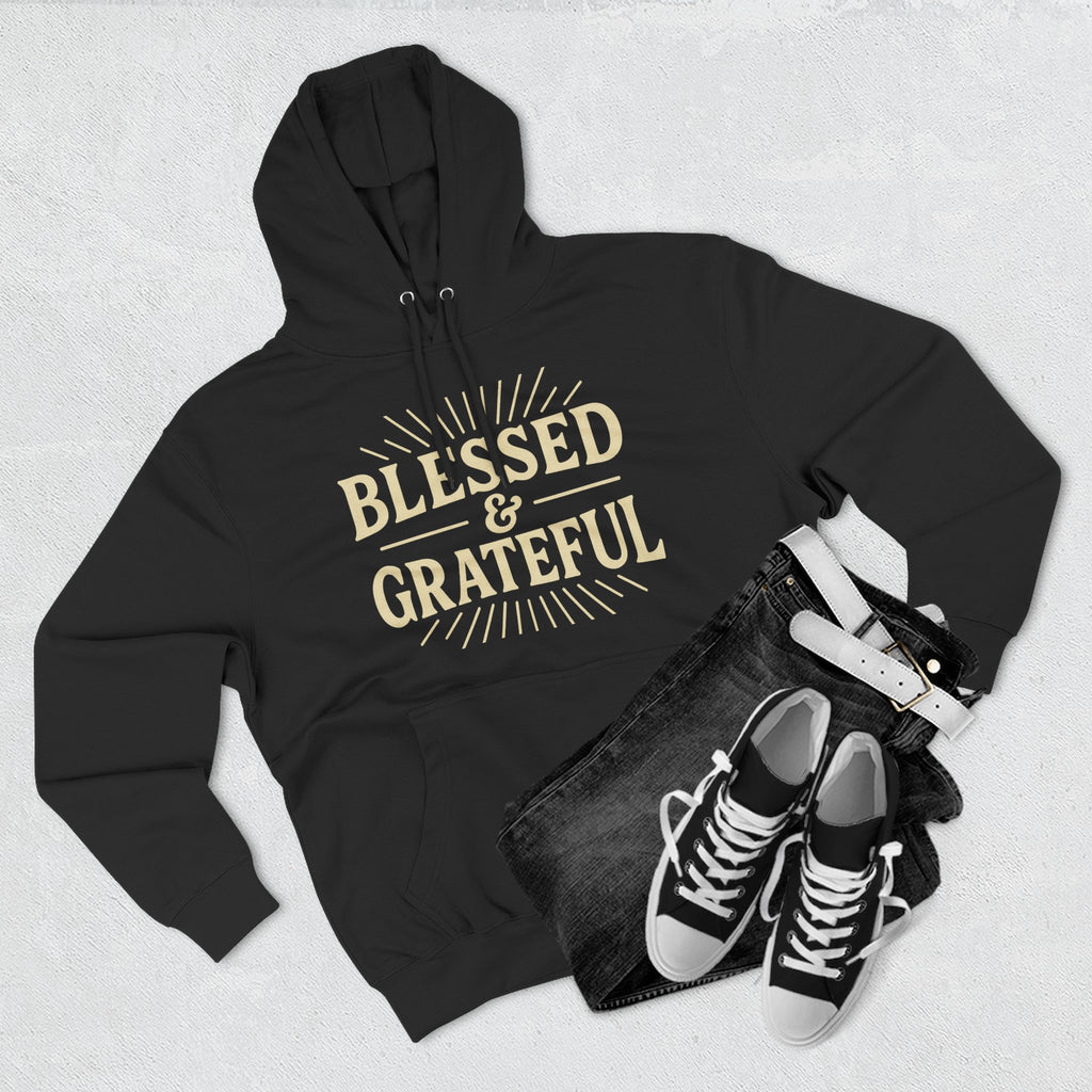 Blessed & Grateful Fleece Hoodie, Cozy Hooded Sweatshirt for Spiritual Comfort, Gift for Friends, Family, or Holidays