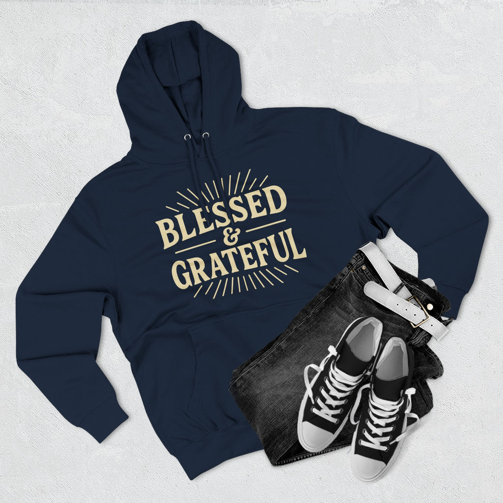 Blessed & Grateful Fleece Hoodie, Cozy Hooded Sweatshirt for Spiritual Comfort, Gift for Friends, Family, or Holidays