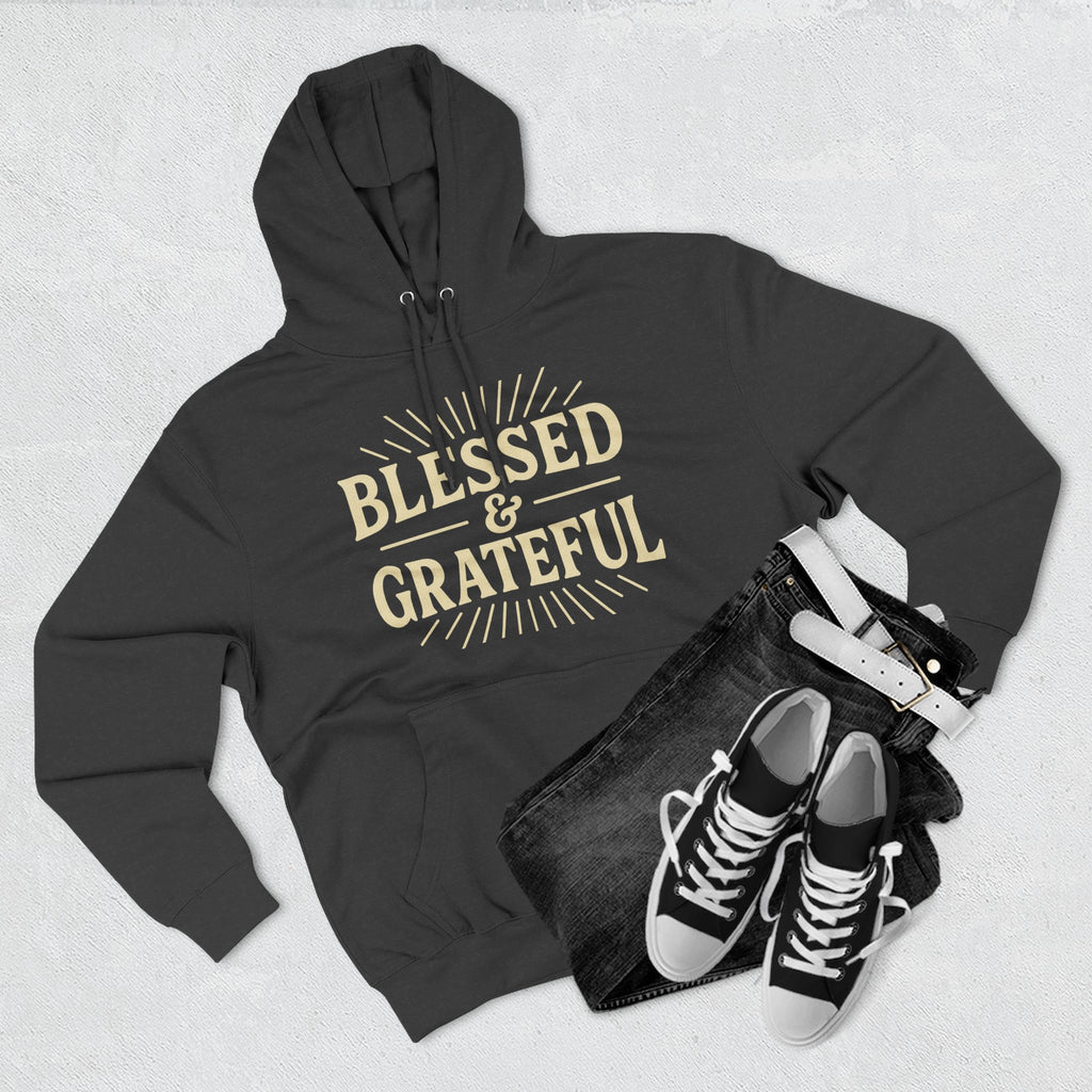 Blessed & Grateful Fleece Hoodie, Cozy Hooded Sweatshirt for Spiritual Comfort, Gift for Friends, Family, or Holidays