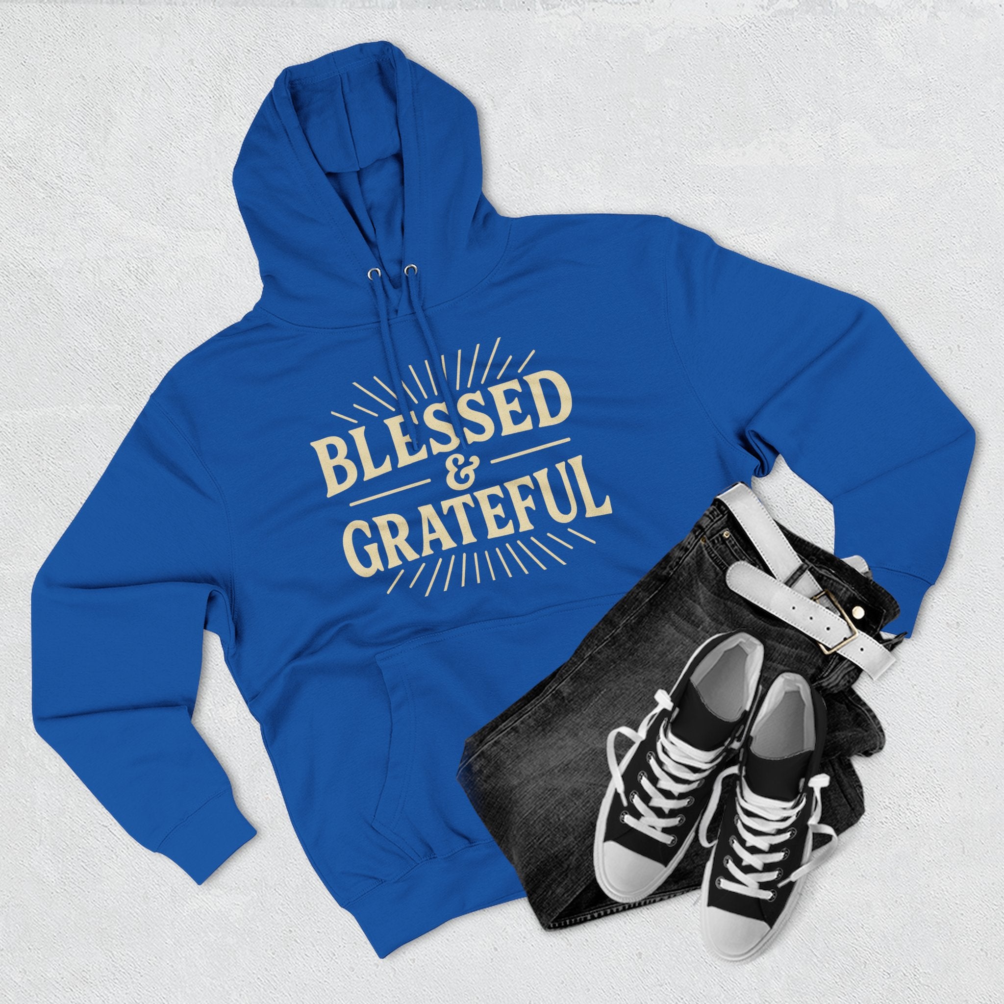 Blessed & Grateful Fleece Hoodie, Cozy Hooded Sweatshirt for Spiritual Comfort, Gift for Friends, Family, or Holidays