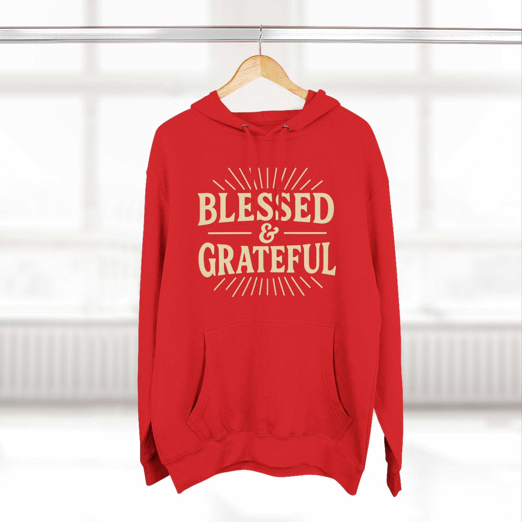 Blessed & Grateful Fleece Hoodie, Cozy Hooded Sweatshirt for Spiritual Comfort, Gift for Friends, Family, or Holidays