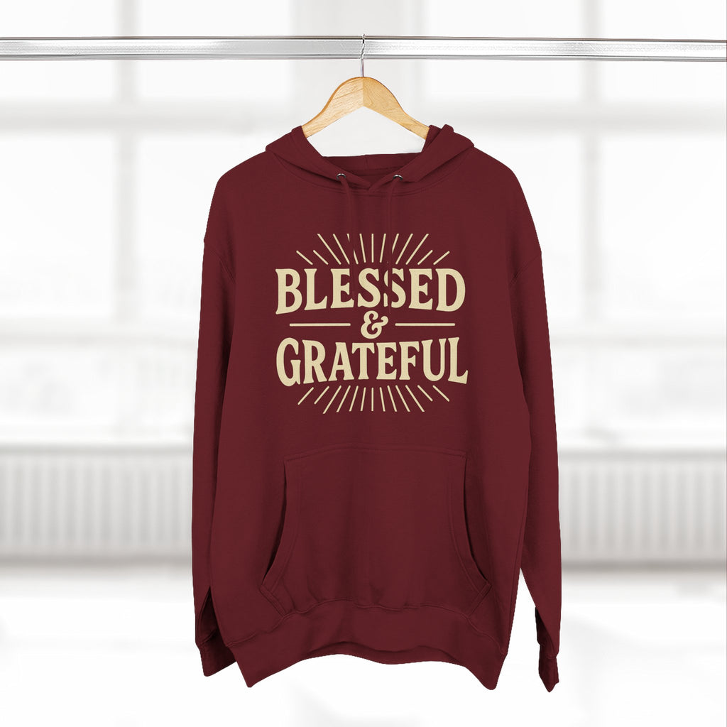Blessed & Grateful Fleece Hoodie, Cozy Hooded Sweatshirt for Spiritual Comfort, Gift for Friends, Family, or Holidays