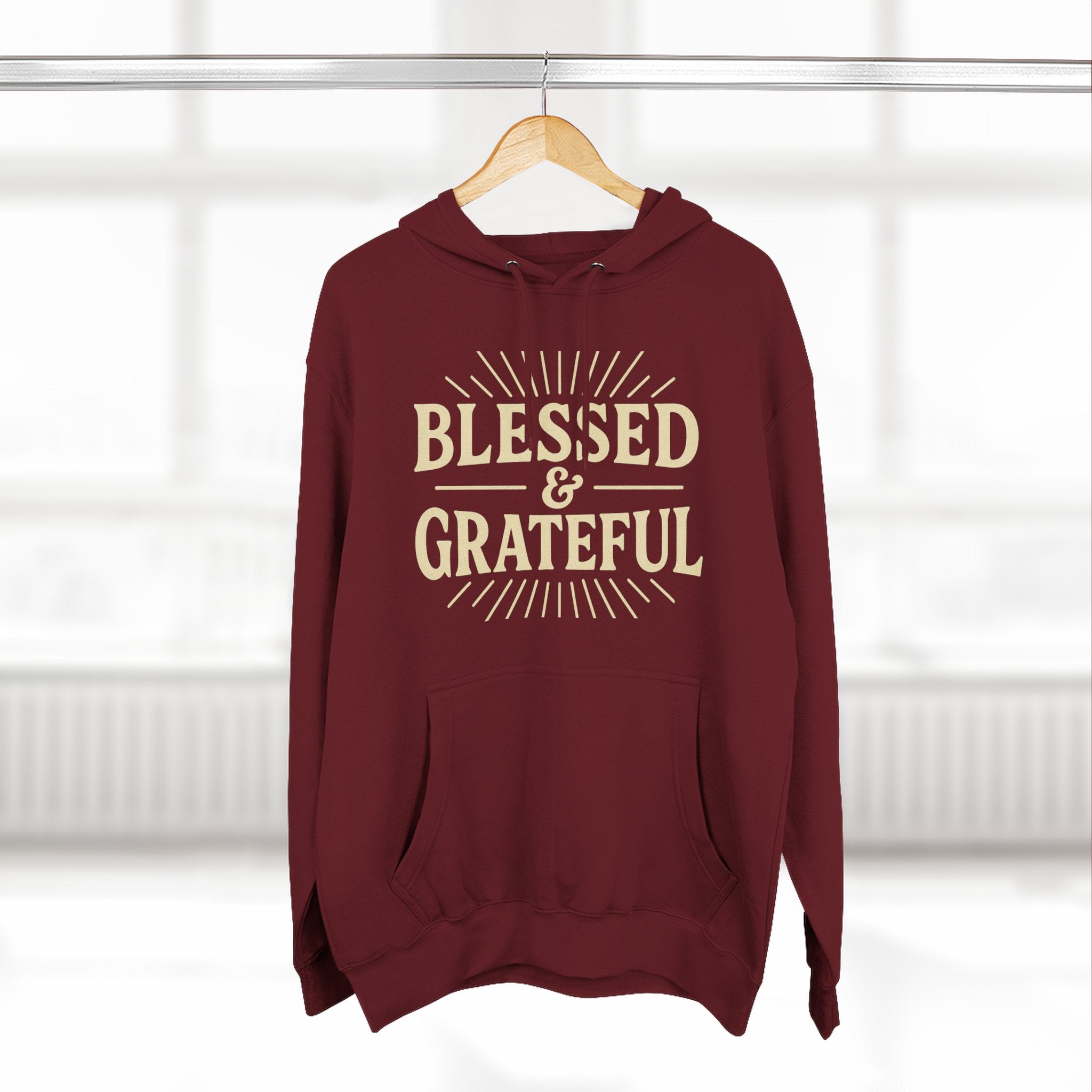 Blessed & Grateful Fleece Hoodie, Cozy Hooded Sweatshirt for Spiritual Comfort, Gift for Friends, Family, or Holidays