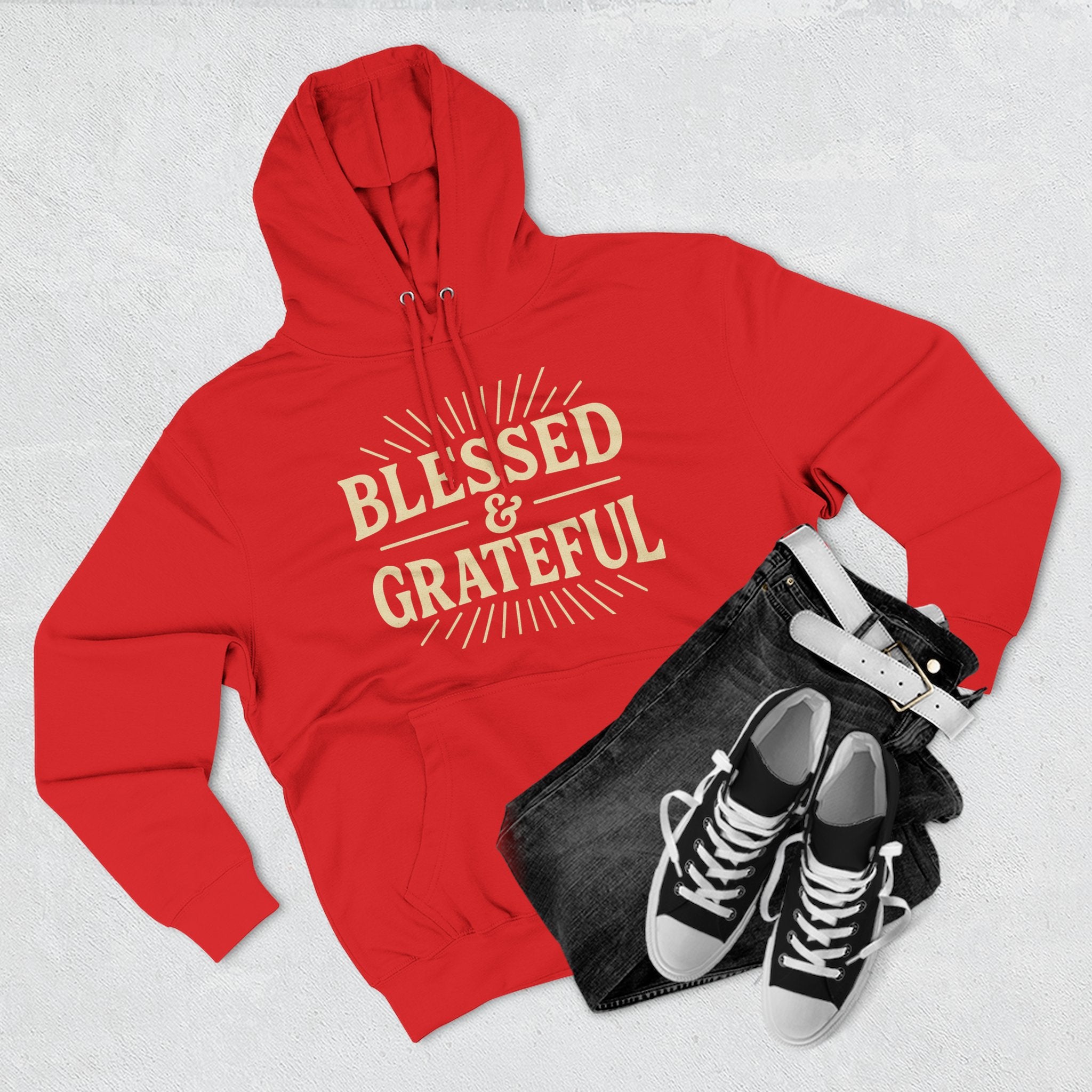 Blessed & Grateful Fleece Hoodie, Cozy Hooded Sweatshirt for Spiritual Comfort, Gift for Friends, Family, or Holidays
