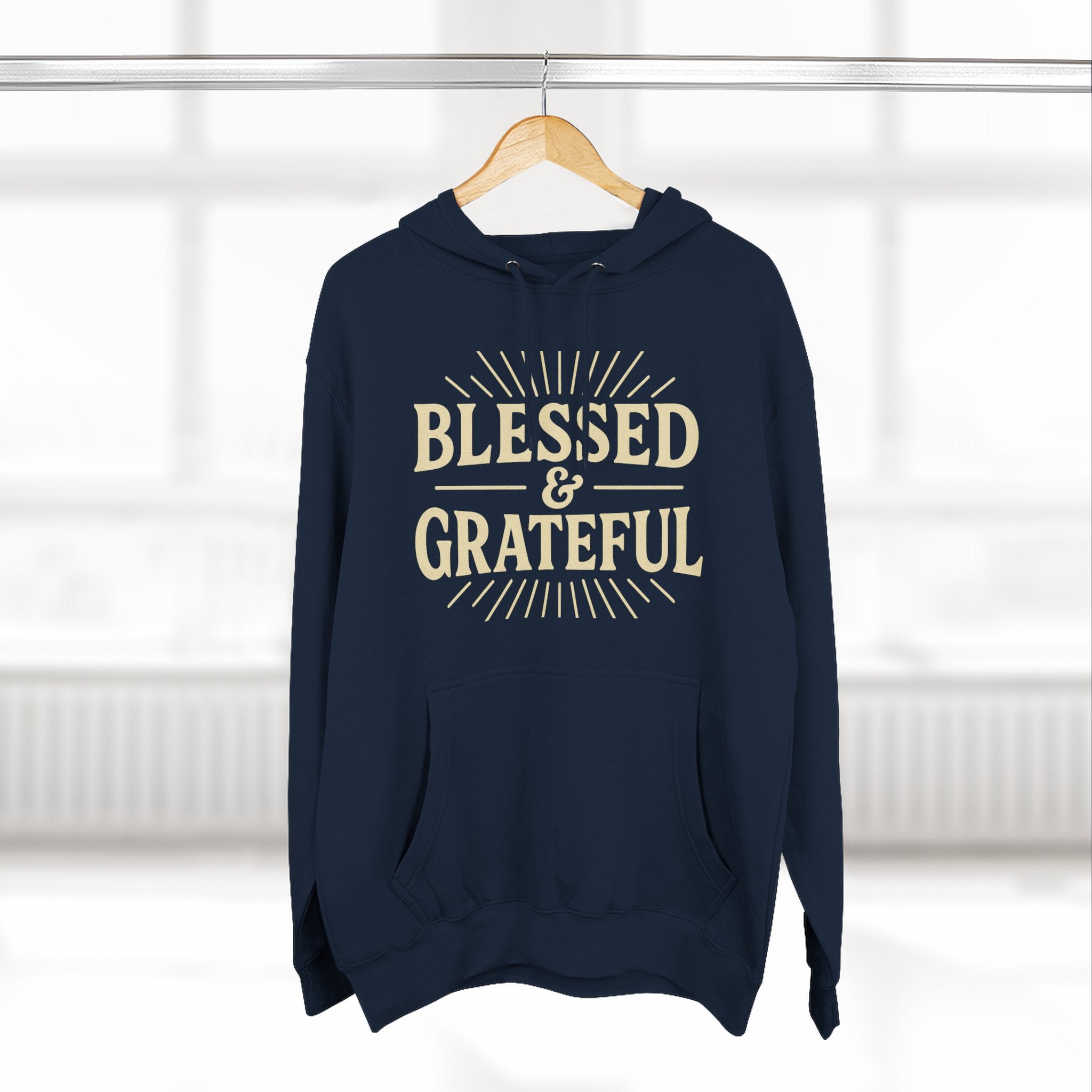 Blessed & Grateful Fleece Hoodie, Cozy Hooded Sweatshirt for Spiritual Comfort, Gift for Friends, Family, or Holidays